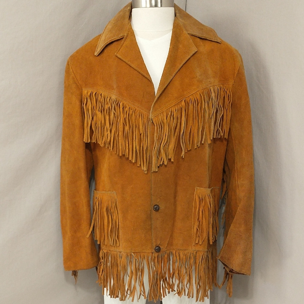 Vintage Fringe Jacket Suede Leather Men's 44 r Unisex Pypsa Mexico See Measuremt